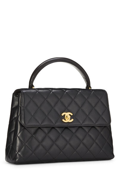 Black Quilted Lambskin Kelly Small, , large