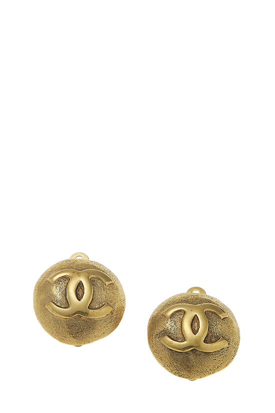 Gold Engraved 'CC' Round Earrings, , large image number 0