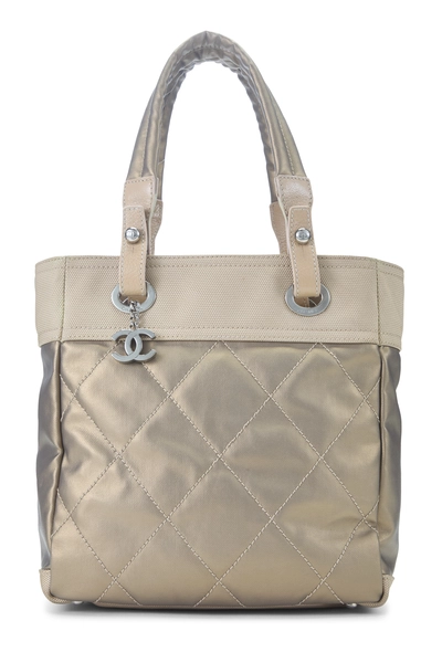 Chanel Gold Coated Canvas Paris Biarritz Tote Bag Large