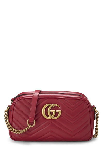 Red Leather GG Marmont Crossbody Small