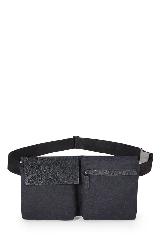Black GG Canvas Double Pocket Waist Pouch, , large image number 0