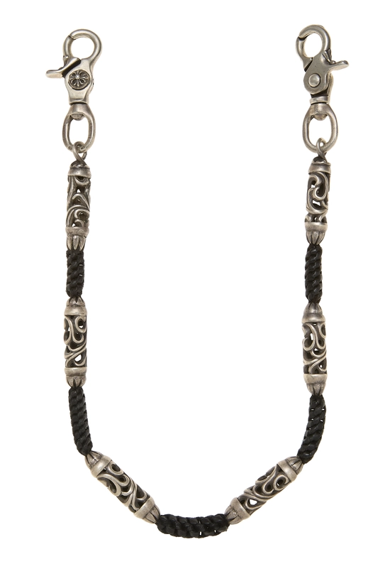 Black Leather & Sterling Silver Roller Wallet Chain, , large image number 1