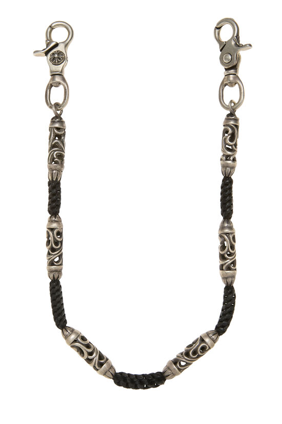 Black Leather & Sterling Silver Roller Wallet Chain, , large image number 1