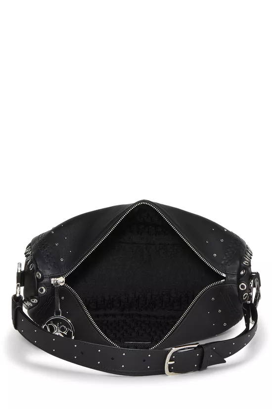 Black Peace & Love Leather Shoulder Bag, , large image number 5