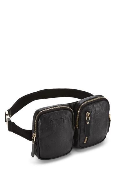 Gucci Black Guccissima Double Pocket Waist Pouch Small — photo 2
