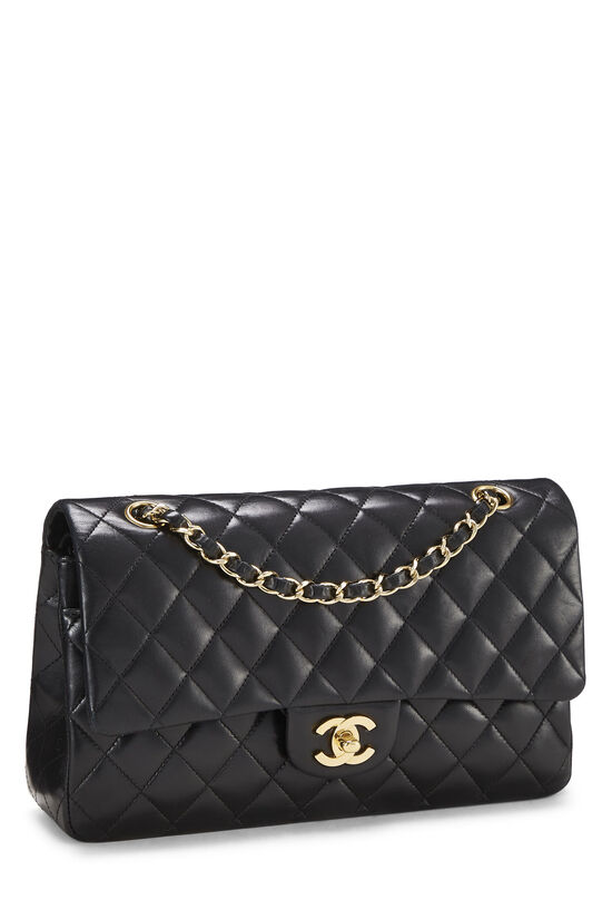 Chanel Black Quilted Lambskin Medium Vintage Classic Double Flap