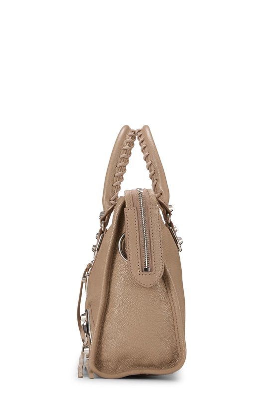 Beige Calfskin Leather Metallic Edge City Bag, , large image number 2