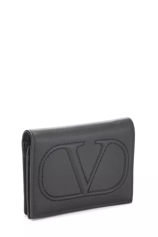 Black Leather V Compact Wallet, , large image number 1