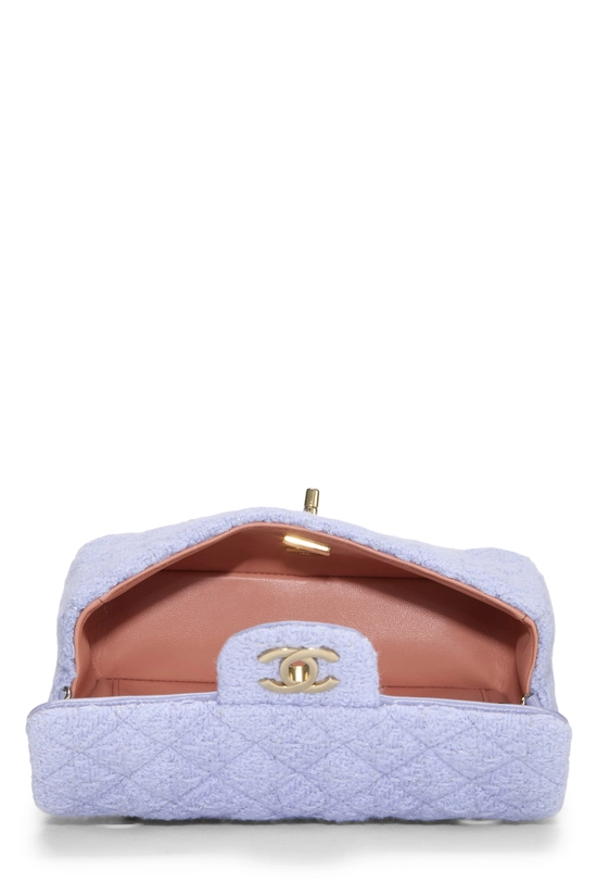 Purple Quilted Tweed Rectangular Flap Mini, , large image number 5