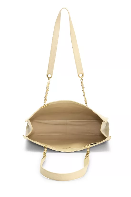 Cream Caviar Flat Chain Handle Tote Large, , large image number 5