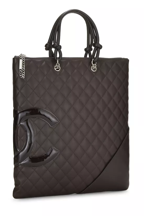 Brown Lambskin Cambon Flat Tote, , large image number 1