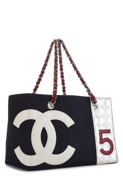 Chanel Navy Canvas No. 5 Foil Shopping Tote — photo 2