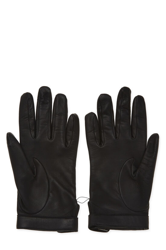 Black Lambskin 'CC' Turnlock Gloves, , large image number 1