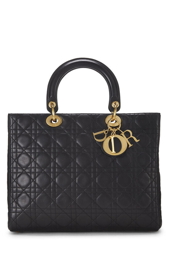 Black Cannage Quilted Lambskin Lady Dior Large, , large image number 0