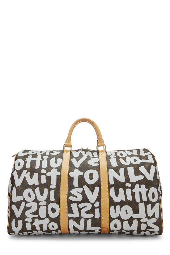 Louis Vuitton Stephen Sprouse Silver Graffiti Keepall 50 21lk82s