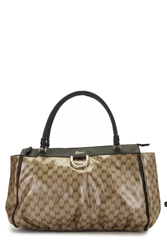 Brown Crystal Canvas D-Ring Abbey Zip Tote, , large image number 0