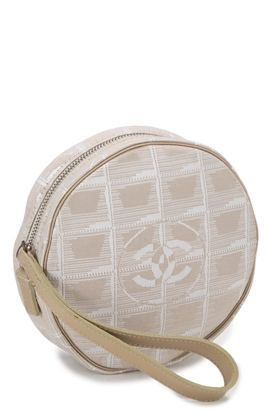 Beige Travel Line Round Pouch, , large