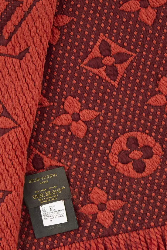 Orange Wool Logomania Scarf, , large image number 1