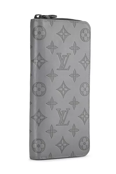 Grey Monogram Shadow Zippy Vertical, , large