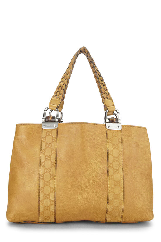 Yellow Leather Bamboo Tote Large, , large image number 0