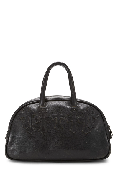 Black Leather Cemetery Cross Bowling Bag