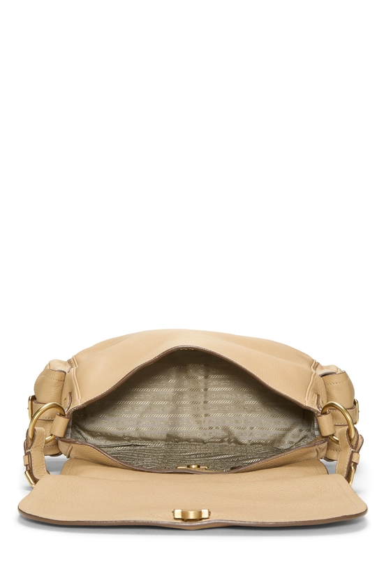 Beige Vitello Daino Side Pocket Hobo, , large image number 5