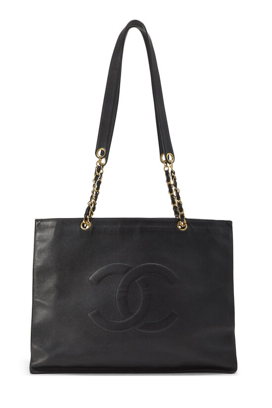 Chanel CC Logo Quilted Caviar Leather Bag Black