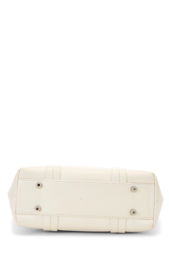 White Leather Frame Satchel Handbag, , large image number 4