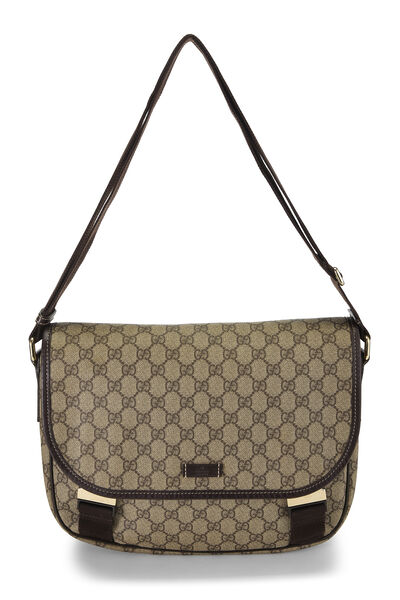 Brown GG Supreme Canvas Buckle Flap Messenger