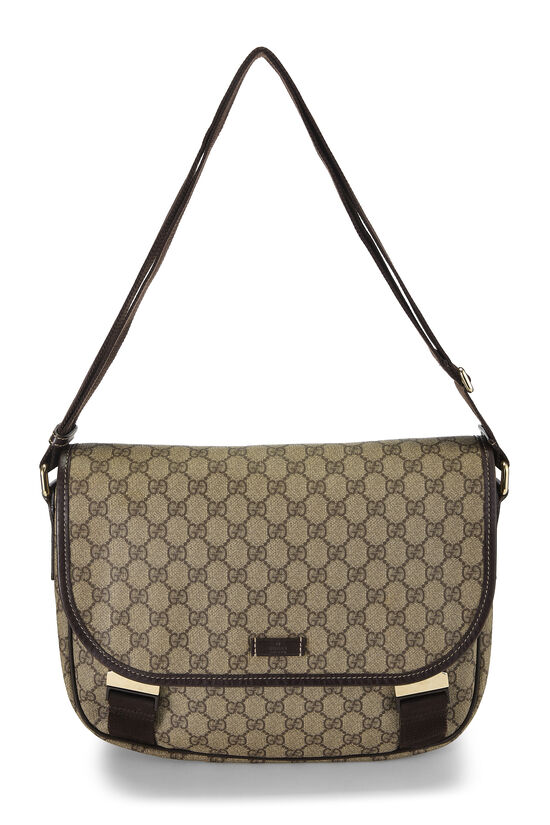Brown GG Supreme Canvas Buckle Flap Messenger, , large image number 0