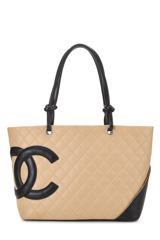 Beige Quilted Calfskin Cambon Tote Large, , large image number 0