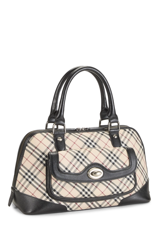Black Jacquard Check Turnlock Dome Handbag, , large image number 1