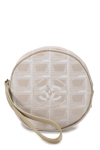 Beige Travel Line Round Pouch