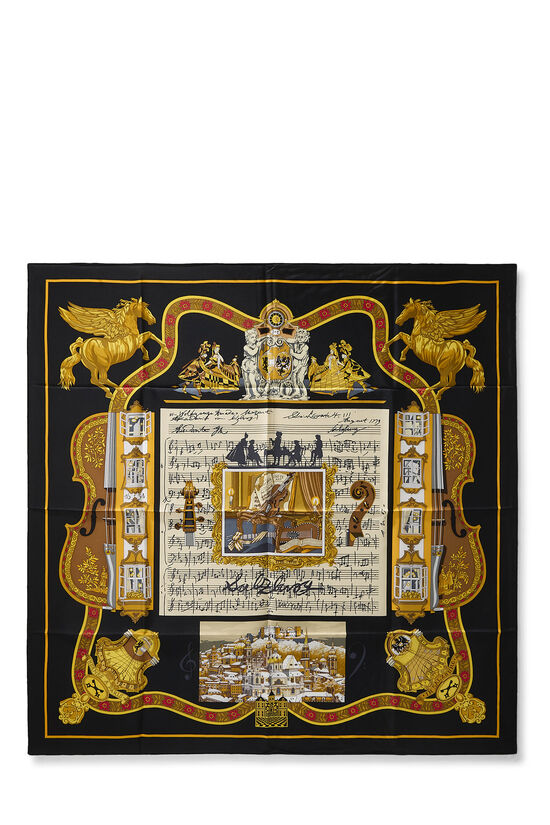 Black & Multicolor 'Son Ceng Pearly' Silk Scarf 90, , large image number 0