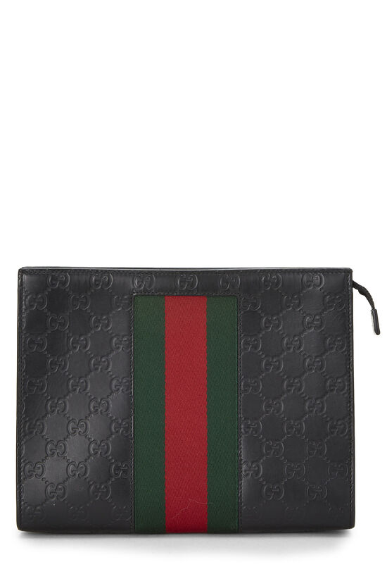 Black Guccissima Leather Web Pouch, , large image number 0