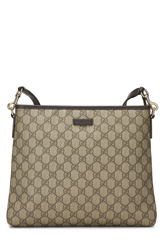 Gucci Brown Original GG Supreme Canvas Zip Flat Messenger 