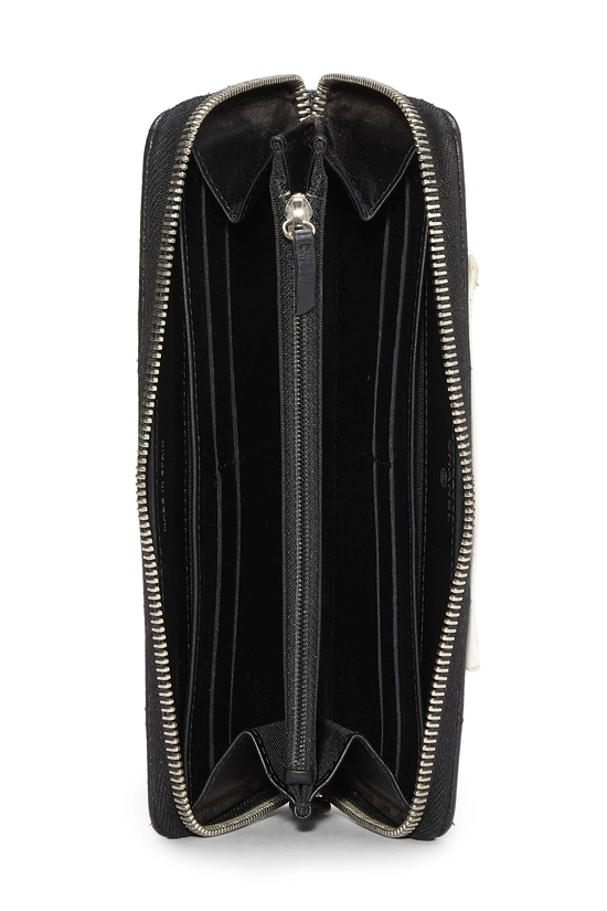 Black Quilted Caviar Zip Around Wallet, , large image number 3