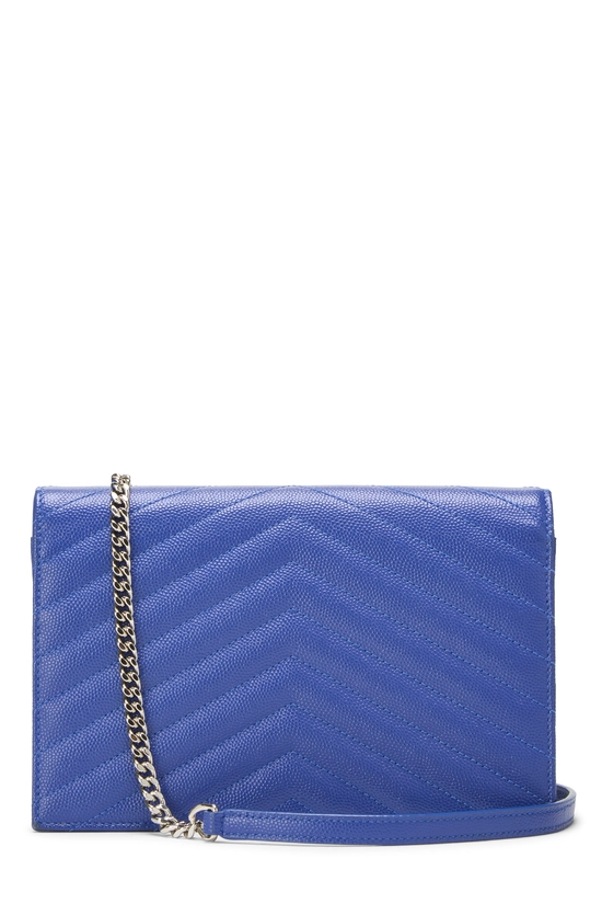 Blue Grained Calfskin Envelope Wallet On Chain (WOC), , large image number 3