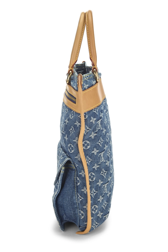 Blue Monogram Denim Flat Shopper, , large image number 2