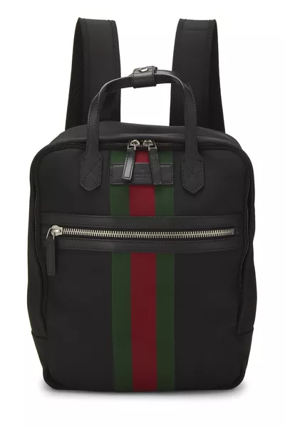 Black Techno Canvas Web Backpack