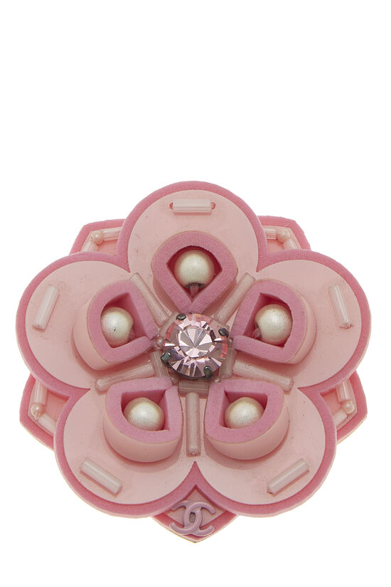 Pink Plastic Camellia Brooch, , large image number 0