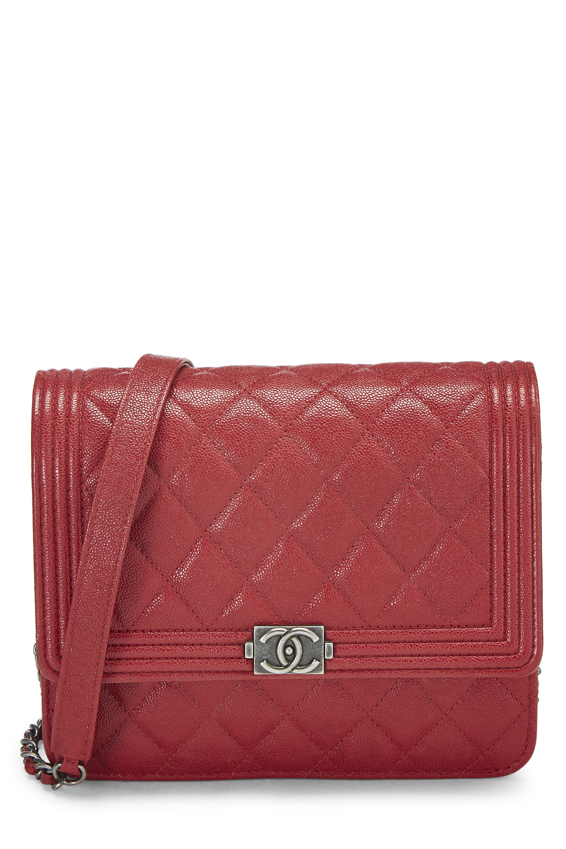 Chanel Dark Red Diamond Quilted Lambskin Leather Trendy WOC Clutch Bag   Yoogis Closet