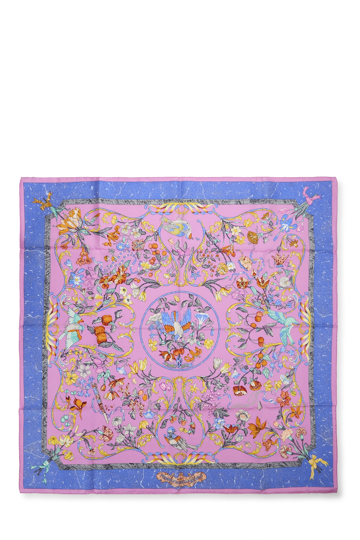 Pink & Multicolor 'Pierres d'Orient et d'Occident' Silk Scarf 90