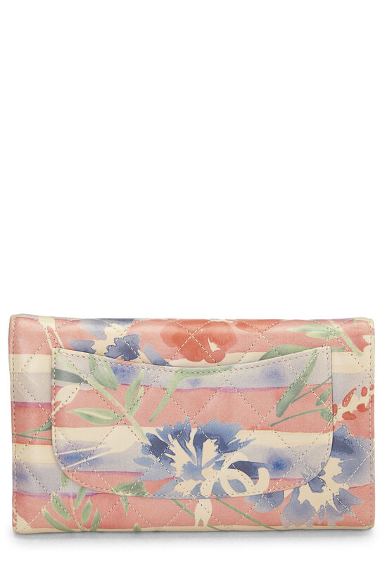 Pastel Quilted Lambskin Watercolor Floral Flap Wallet, , large image number 2