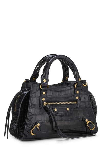 Black Embossed Leather Neo Classic City Mini, , large