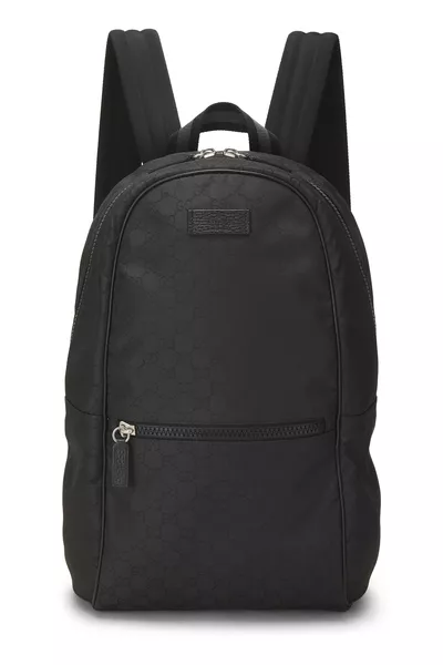 Black GG Nylon Slim Backpack