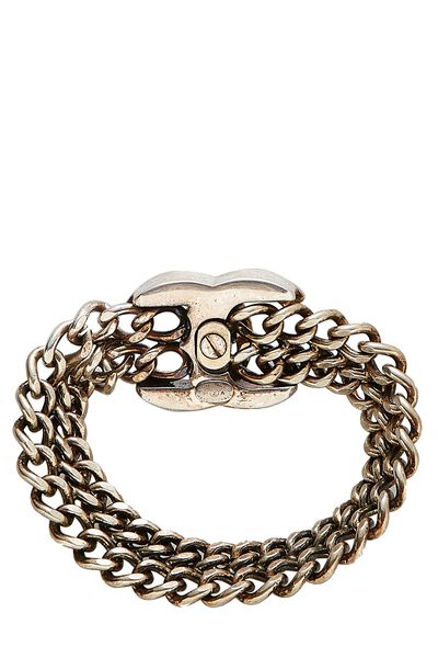 Silver 'CC' Turnlock Double Chain Bracelet, , large