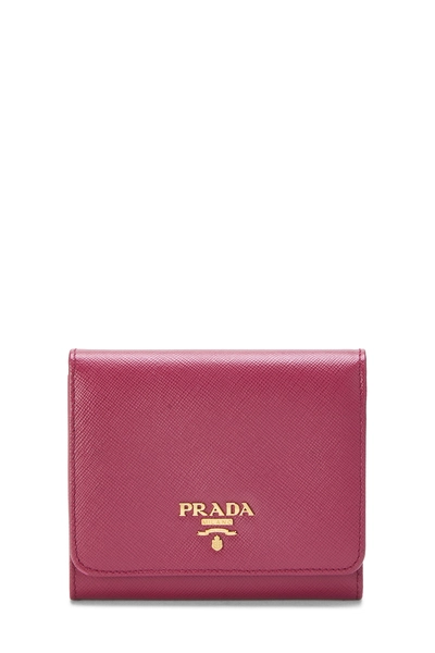 Pink Saffiano Compact Snap Wallet