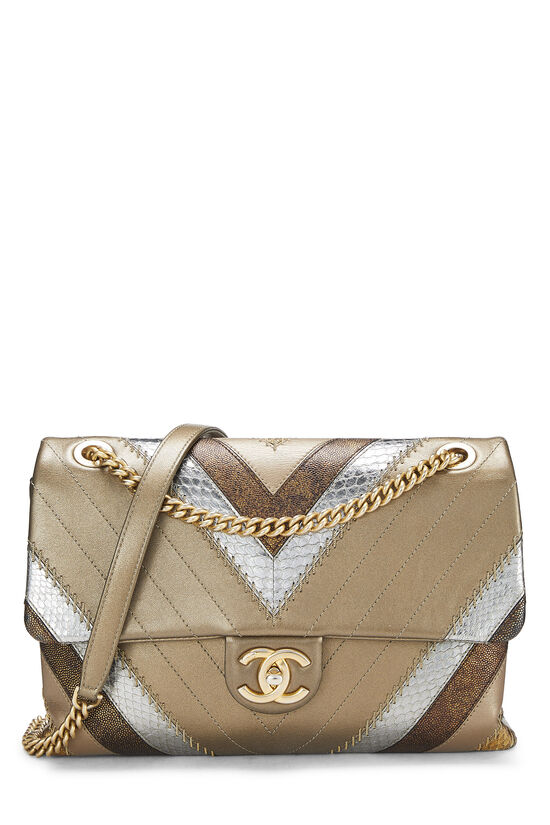 Burberry Multi-Color Patchwork Snakeskin & Leather Buckle Bag by