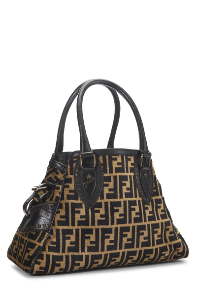 Black & Beige Zucca Velour Bag Du Jour, , large